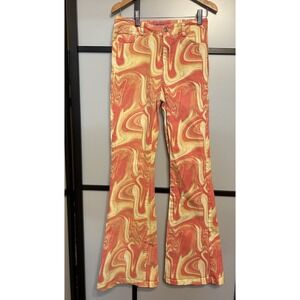Edikted Ripple Flare Jeans Orange Swirl Womens Size‎ Medium